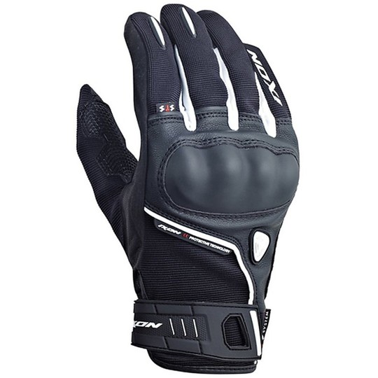 Gloves Summer Roadster Ixon Rs Leather Grip Black White