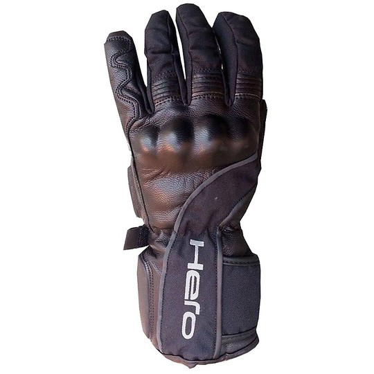 Gloves Winter Leather and fabric Hero 1005 Blacks With Waterproof Protections