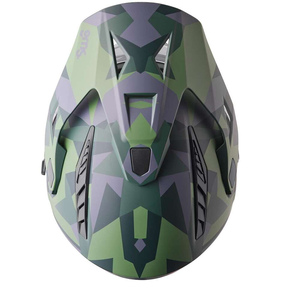 GMS Adventus Camo Adventure Motorradhelm, mattgrün-schwarzes Tarnmuster