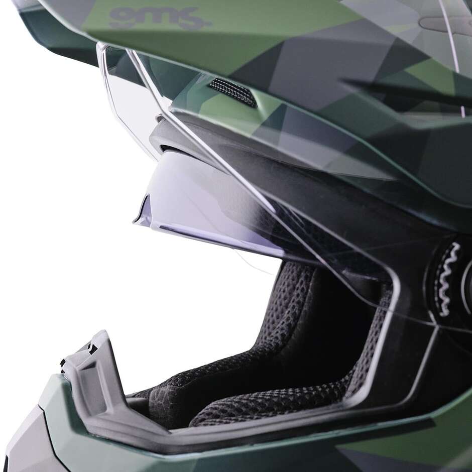 GMS Adventus Camo Adventure Motorradhelm, mattgrün-schwarzes Tarnmuster