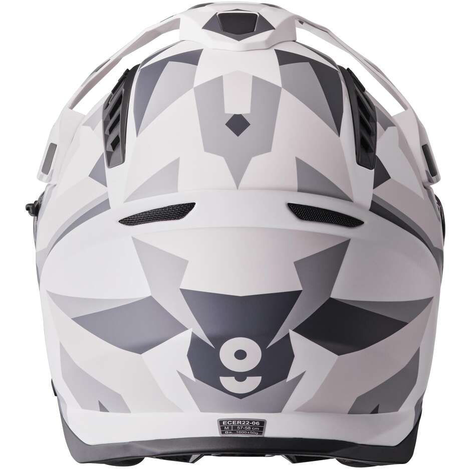 GMS Adventus Camo Adventure Motorradhelm, Mattweiß, Grautarnung