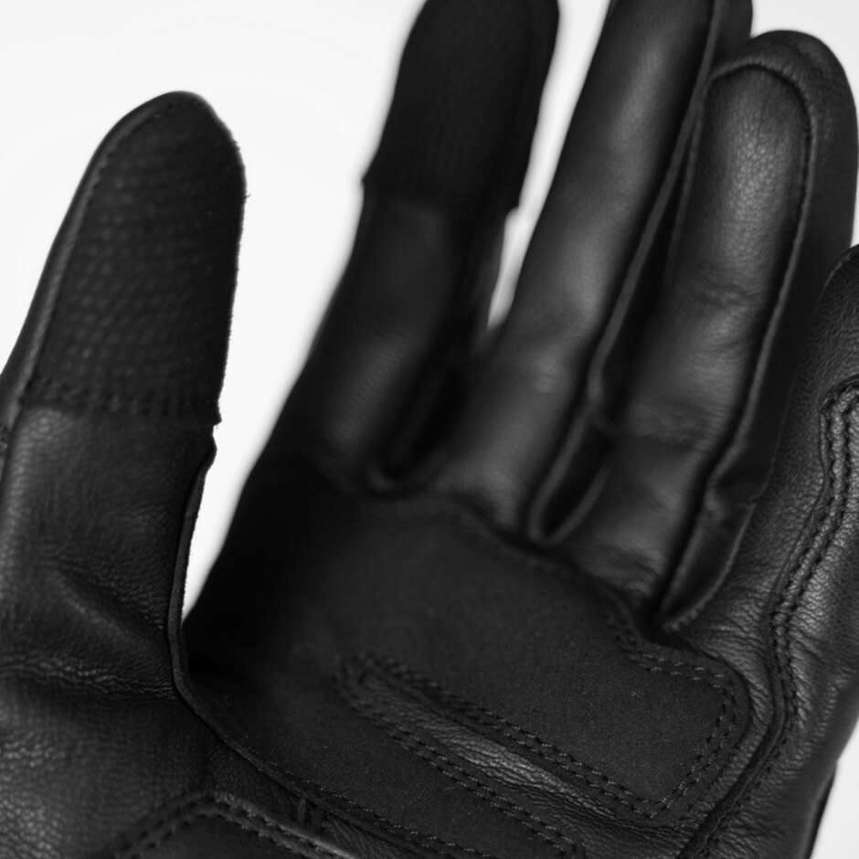 GMS CURVE Black Orange Leather Motorcycle Gloves