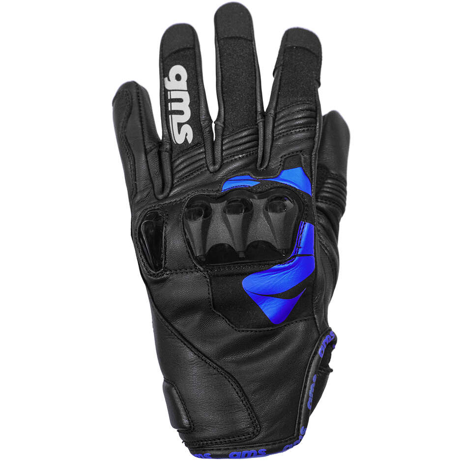 GMS CURVE Motorradhandschuhe aus schwarzem, blauem Leder