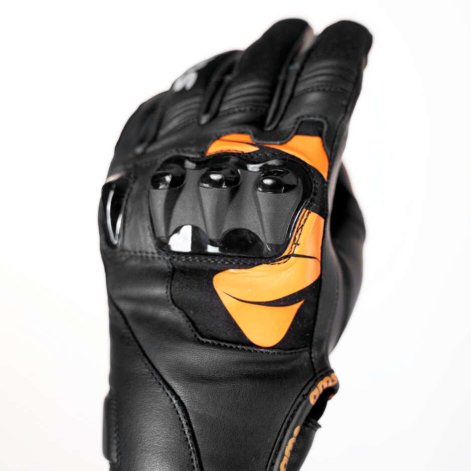 GMS CURVE Motorradhandschuhe aus schwarzem, orangefarbenem Leder