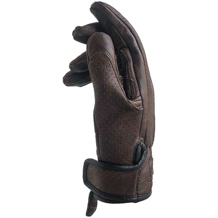 Gms FLORIDA Brown Custom Leather Motorcycle Gloves