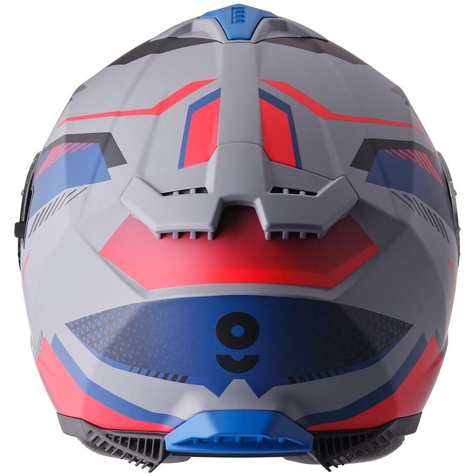 GMS Gelero Full Face Motorcycle Helmet, Matt Grey, Blue, Red