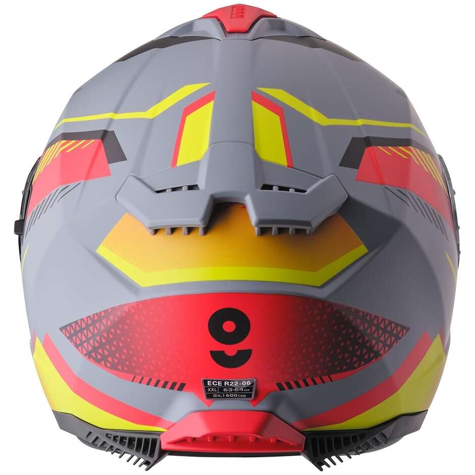 GMS Gelero Full Face Motorcycle Helmet, Matt Grey, Yellow, Blue