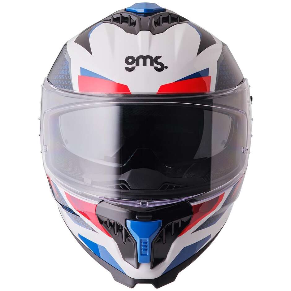 GMS Gelero Full Face Motorcycle Helmet White Red Blue