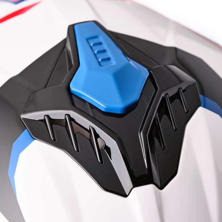 GMS Gelero Full Face Motorcycle Helmet White Red Blue