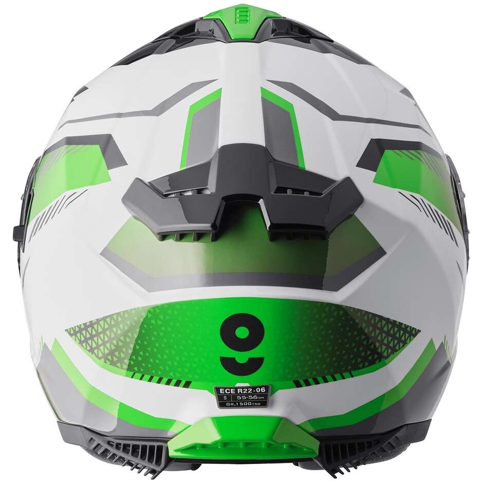 GMS Gelero Integralhelm für Motorräder, Weiß, Grün, Grau