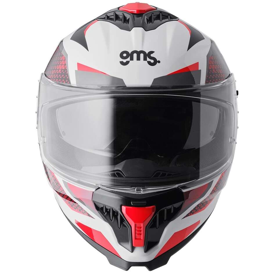 GMS Gelero Integralhelm für Motorräder, Weiß, Rot, Grau