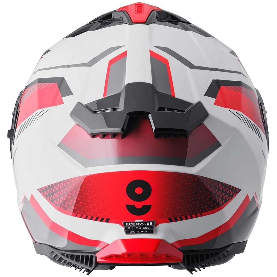 GMS Gelero Integralhelm für Motorräder, Weiß, Rot, Grau