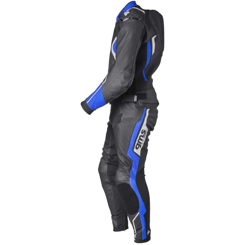 GMS GR-1 Divisible Leather Motorcycle Suit Black Blue White