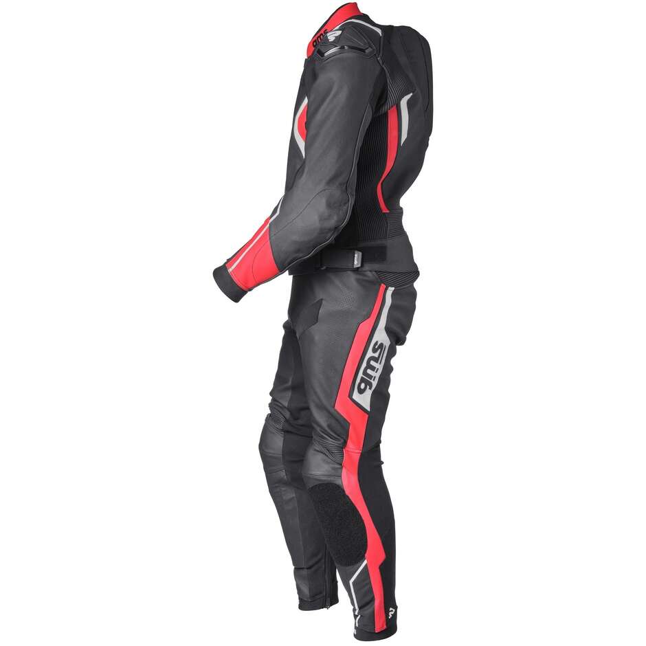 GMS GR-1 Divisible Leather Motorcycle Suit Black Red White