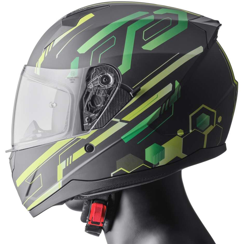 Gms Hexago Graphic Grüner Integral-Motorradhelm