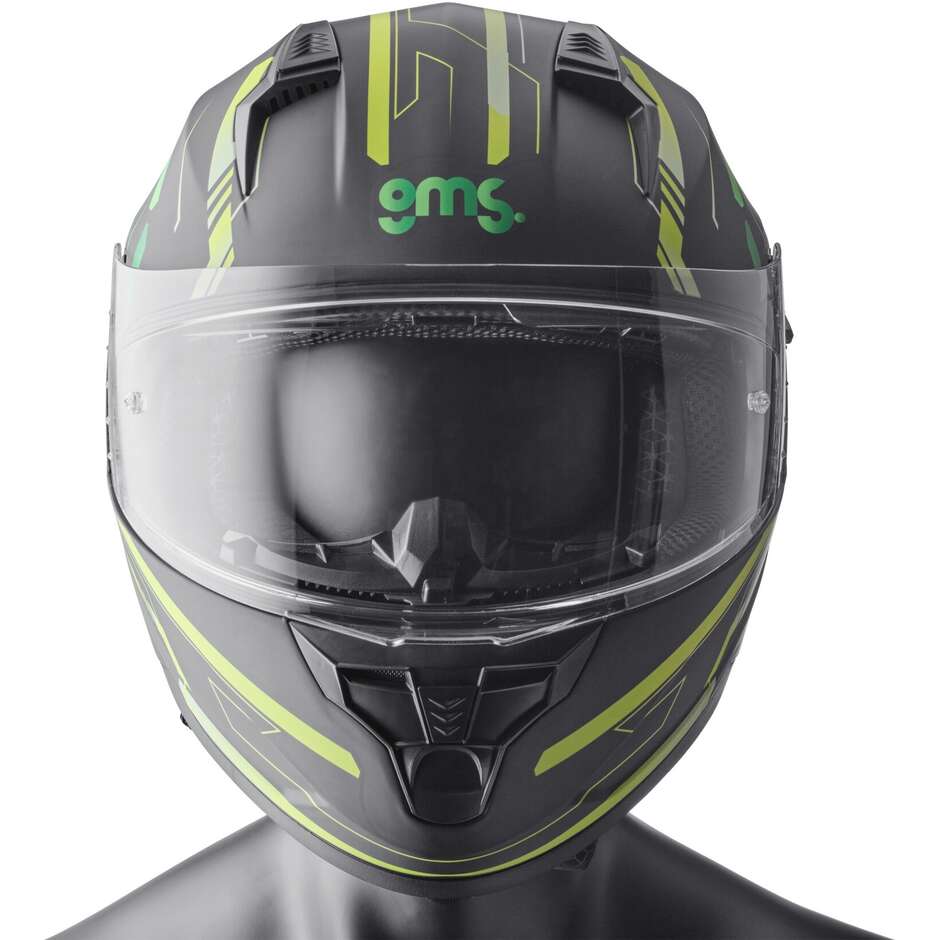 Gms Hexago Graphic Grüner Integral-Motorradhelm