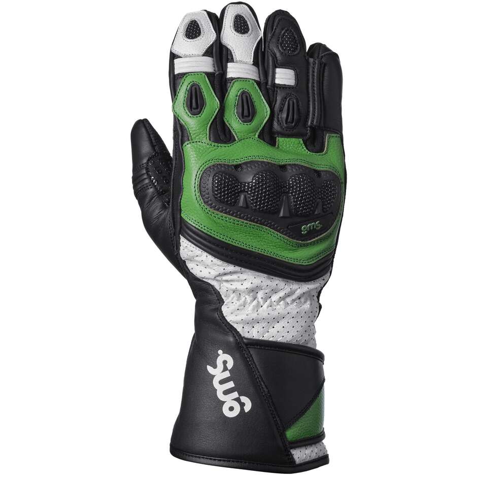 Gms Motorcycle Gloves GR-1 SF Gloves Black White Green