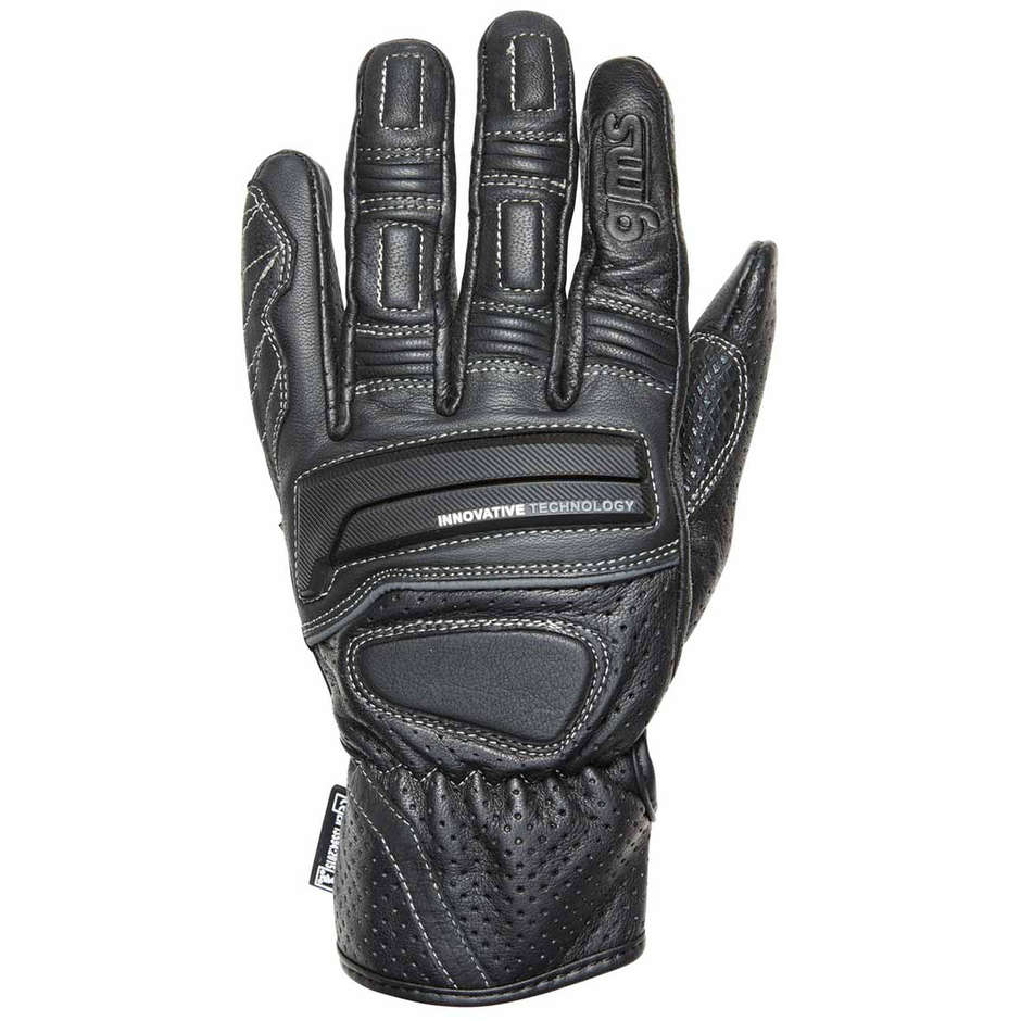 Gms NAVIGATOR Black Leather Motorcycle Gloves