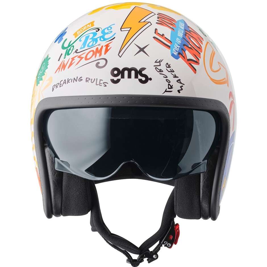 GMS Ride & Surf Motorradhelm in Weiß, Gelb und Blau mit sommerlichem Flair