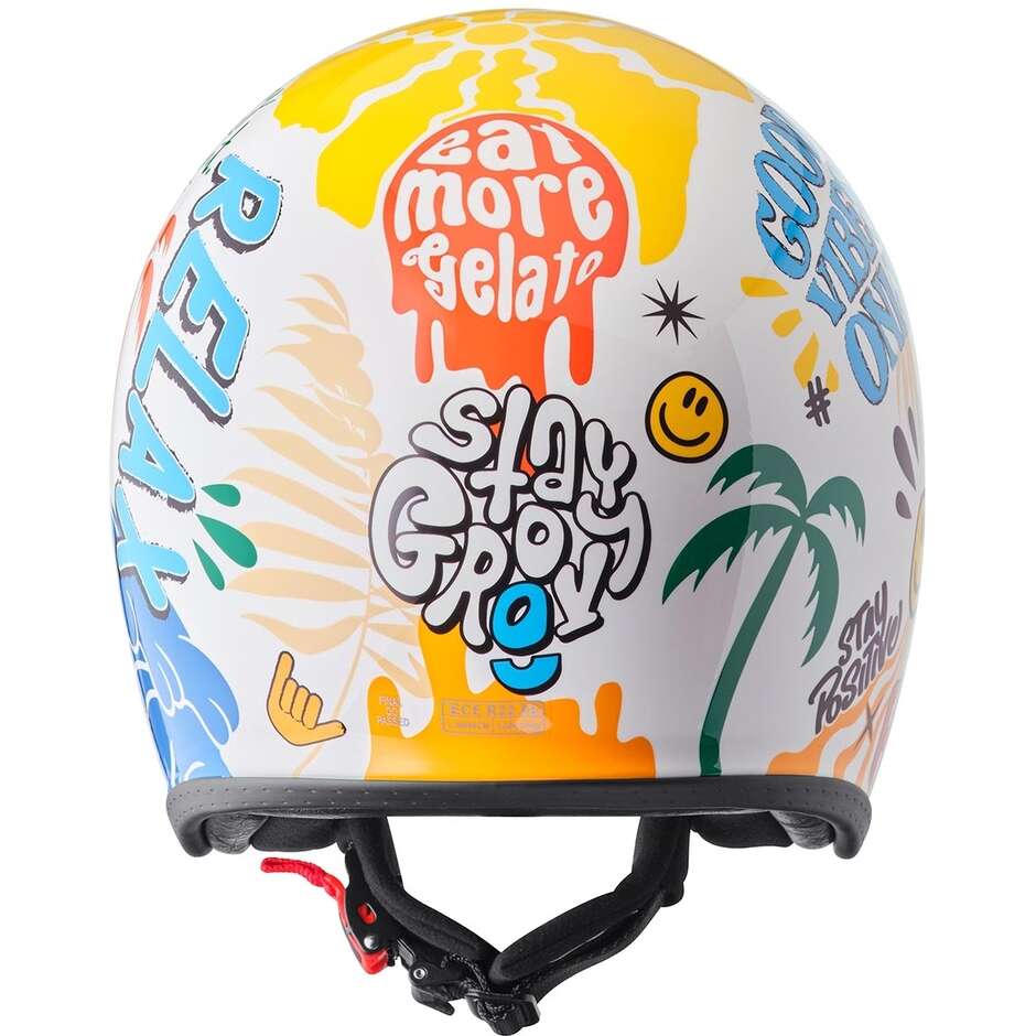 GMS Ride & Surf Motorradhelm in Weiß, Gelb und Blau mit sommerlichem Flair
