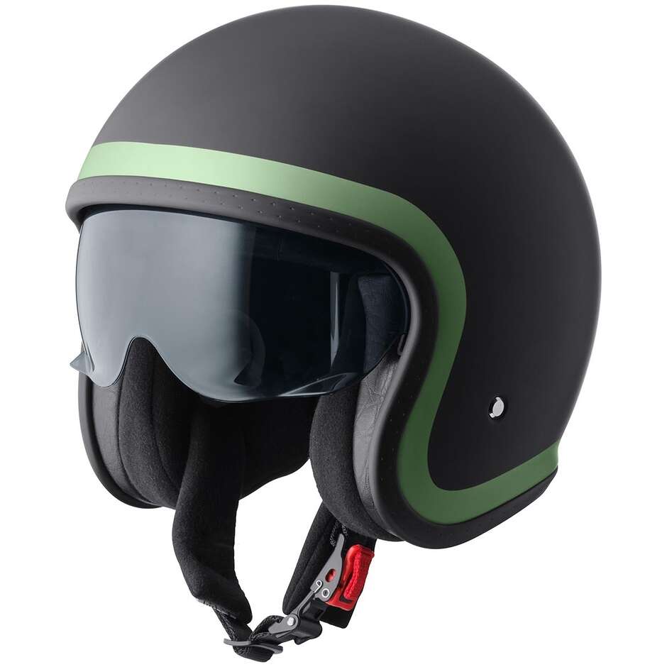 GMS Ride Jet Motorradhelm, Mattschwarz, Dunkelgrün