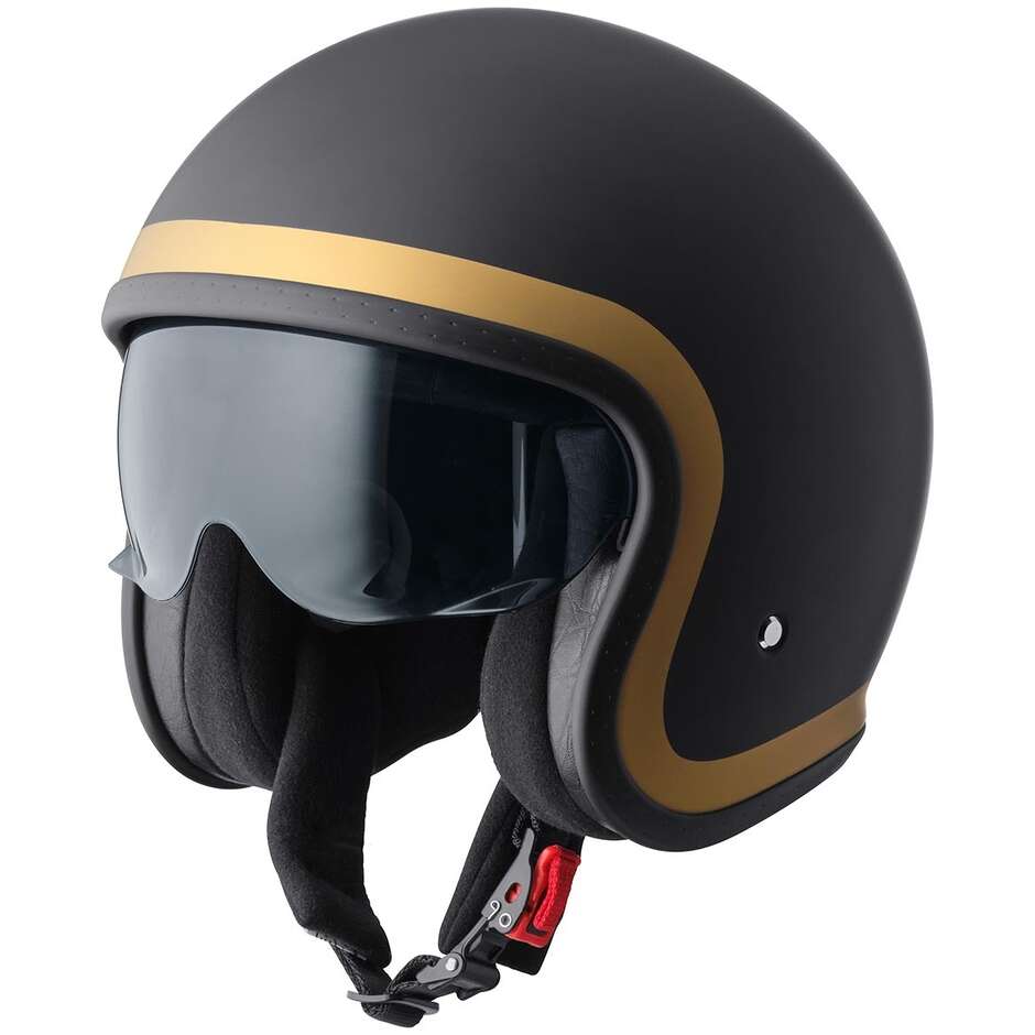 GMS Ride Jet Motorradhelm, Mattschwarz, Gold