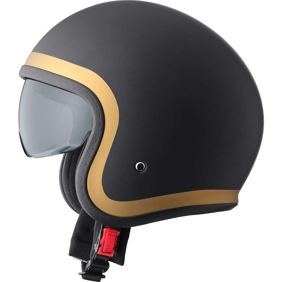 GMS Ride Jet Motorradhelm, Mattschwarz, Gold