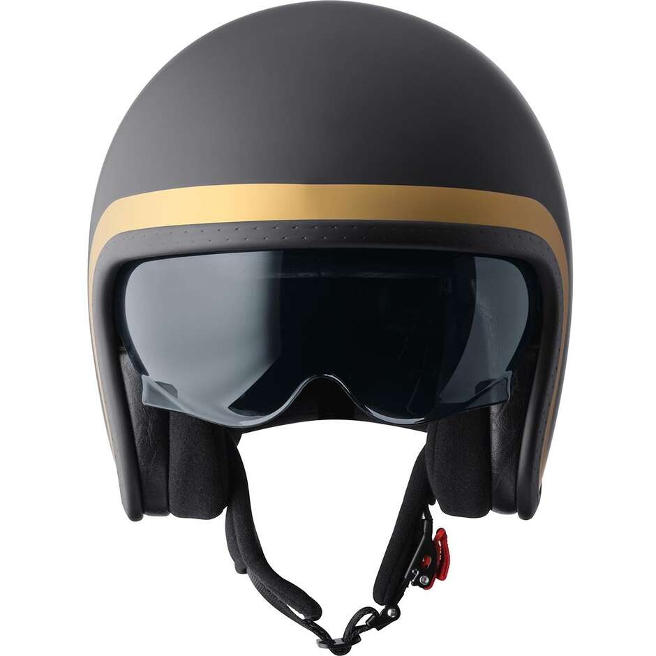 GMS Ride Jet Motorradhelm, Mattschwarz, Gold