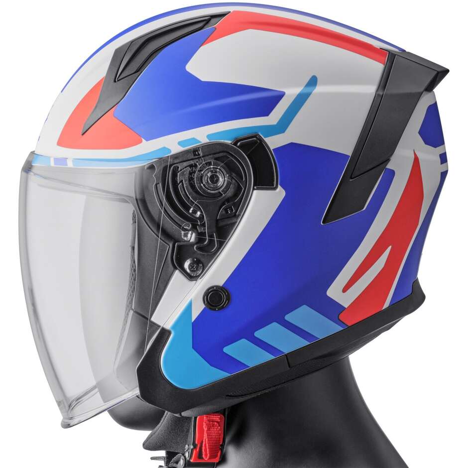 Gms Vectus Jet Motorcycle Helmet Matt Black Petrol Red