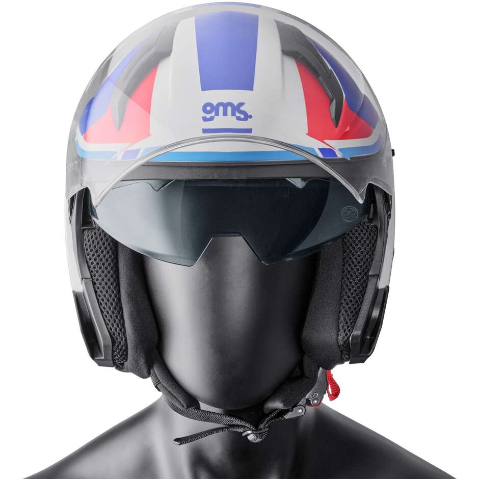 Gms Vectus Jet Motorcycle Helmet Matt Black Petrol Red