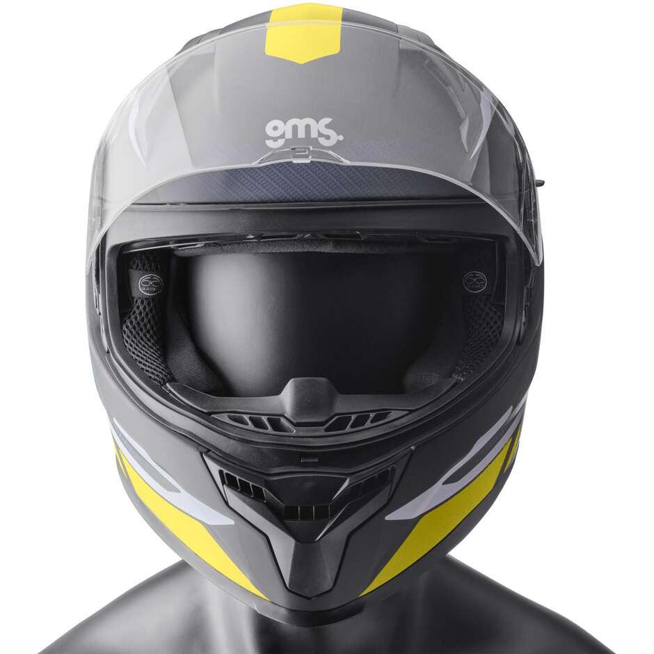 Gms Velox Graphic Full Face Motorcycle Helmet Black Yellow Grey Matt