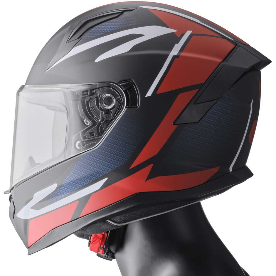 Gms Velox Graphic Integral-Motorradhelm Matt Schwarz Rot Weiß