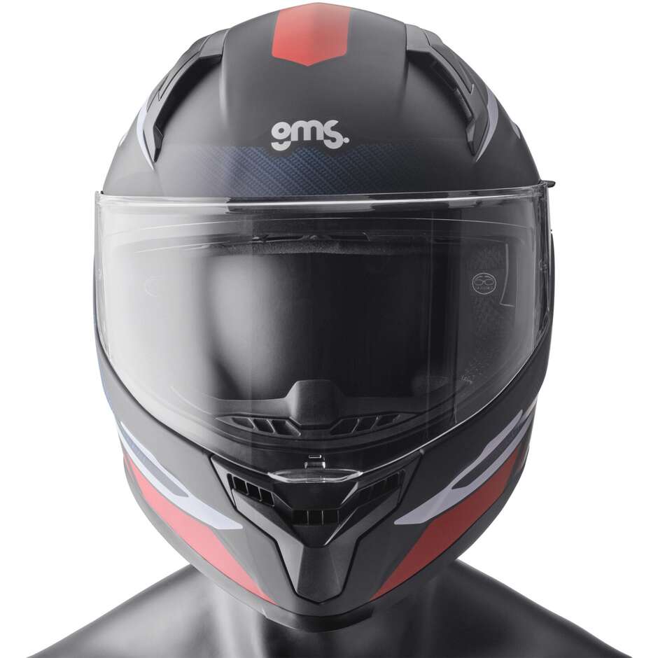 Gms Velox Graphic Integral-Motorradhelm Matt Schwarz Rot Weiß