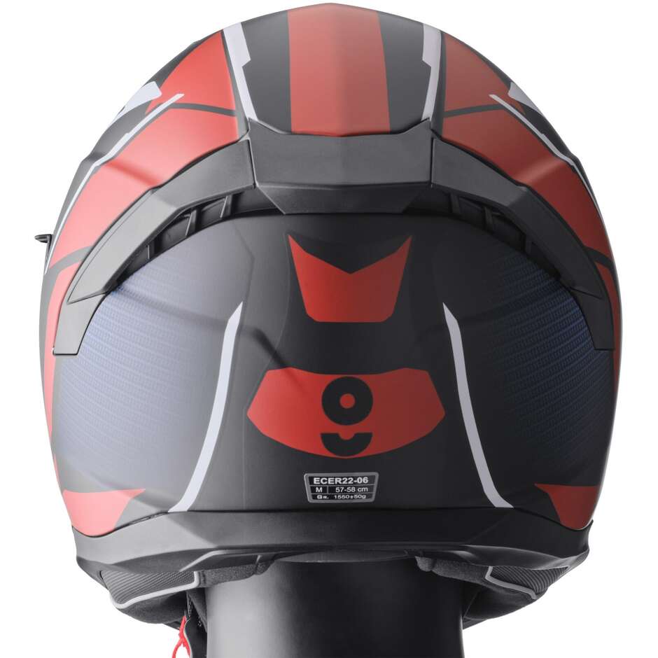 Gms Velox Graphic Integral-Motorradhelm Matt Schwarz Rot Weiß
