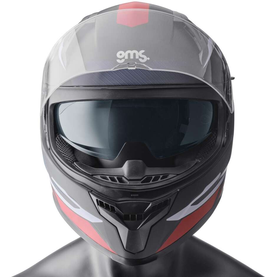 Gms Velox Graphic Integral-Motorradhelm Matt Schwarz Rot Weiß