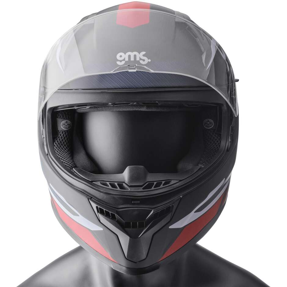 Gms Velox Graphic Integral-Motorradhelm Matt Schwarz Rot Weiß