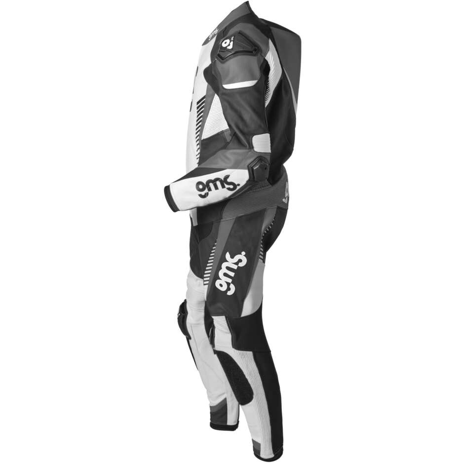 Gms Voller Motorradanzug GRC-1 1PCS Schwarz Weiß Grau Lederkombi
