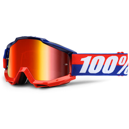 Goggles Moto Cross Enduro 100% Accuri Bundes Spiegel-Objektiv-rote Linse Mehr Chiara