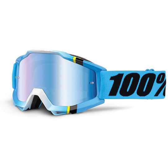Goggles Moto Cross Enduro 100% Accuri Crystal Blue Spiegel blaue Linse Mehr Objektiv Chiara