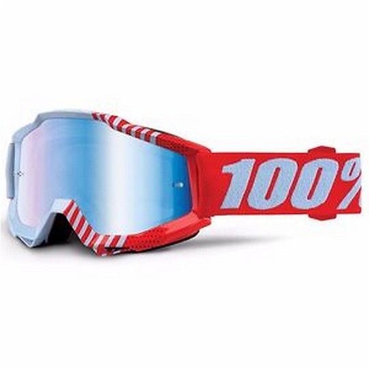 Goggles Moto Cross Enduro 100% ACCURI Cupcoy lens Blue Mirror