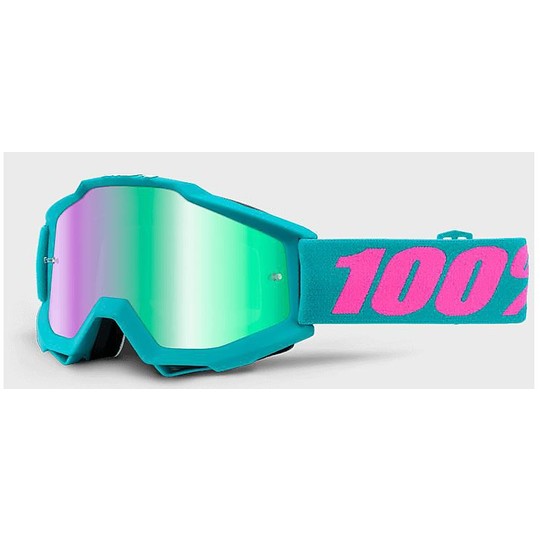 Goggles Moto Cross Enduro 100% Accuri Leidenschaft Grün-Spiegel-Objektiv Mehr Objektiv Chiara