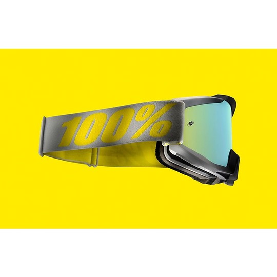 Goggles Moto Cross Enduro 100% ACCURI Primer Crystal Lens Mirror Lens Gold More Chiara