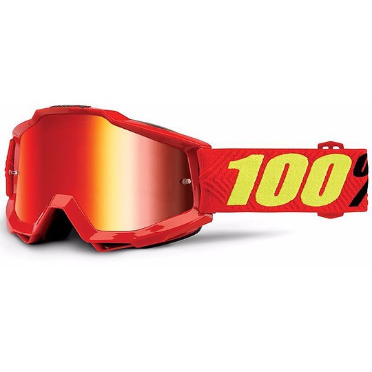Goggles Moto Cross Enduro 100% Accuri Saarinen Linse Red Spiegel
