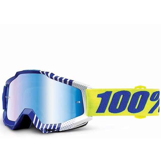 Goggles Moto Cross Enduro 100% Accuri Sundance Objektiv Blau Spiegel