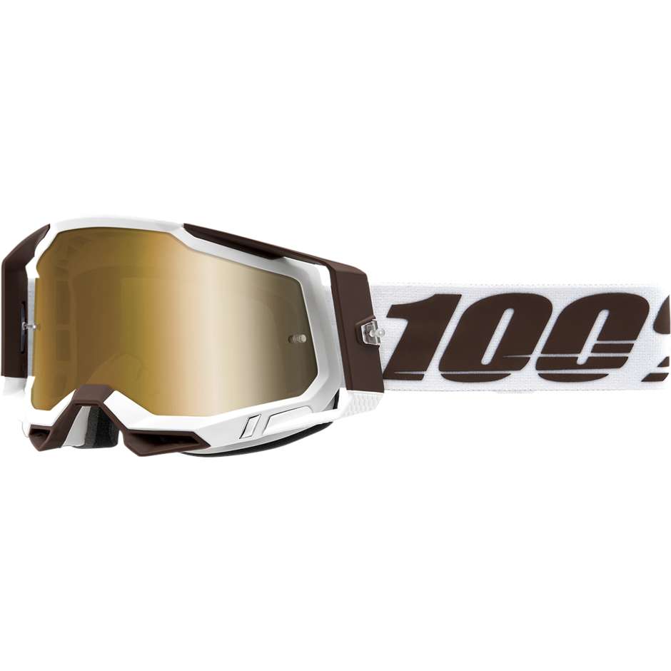 Goggles Moto Cross Enduro 100% RACECRAFT 2 Sbird Gold Mirror Lens