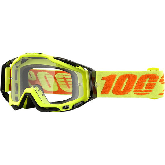 Goggles Moto Cross Enduro 100% RaceCraft Attack Yellow Transparent Lens