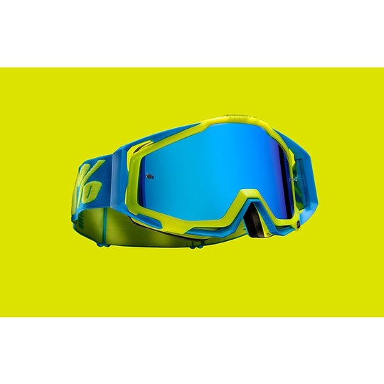 Goggles Moto Cross Enduro 100% Racecraft Barbados blau Spiegel-Objektiv Mehr Objektiv Chiara