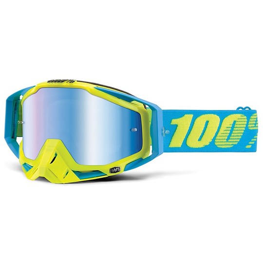 Goggles Moto Cross Enduro 100% RaceCraft Barbados Blue Mirror Lens More Lens Chiara
