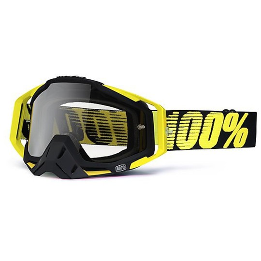 Goggles Moto Cross Enduro 100% Racecraft Black Yellow Lens Chiara