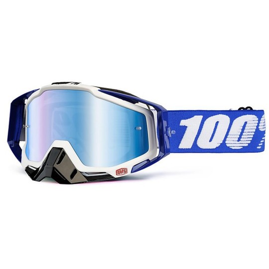 Goggles Moto Cross Enduro 100% Racecraft Cobalt Blue Mirror Lens Blue Lens More Chiara